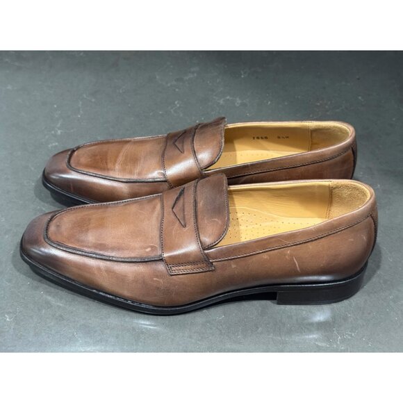 MERCANTI FLORENTINI Leather Penny Loafers Men Size 8.5 main image 10